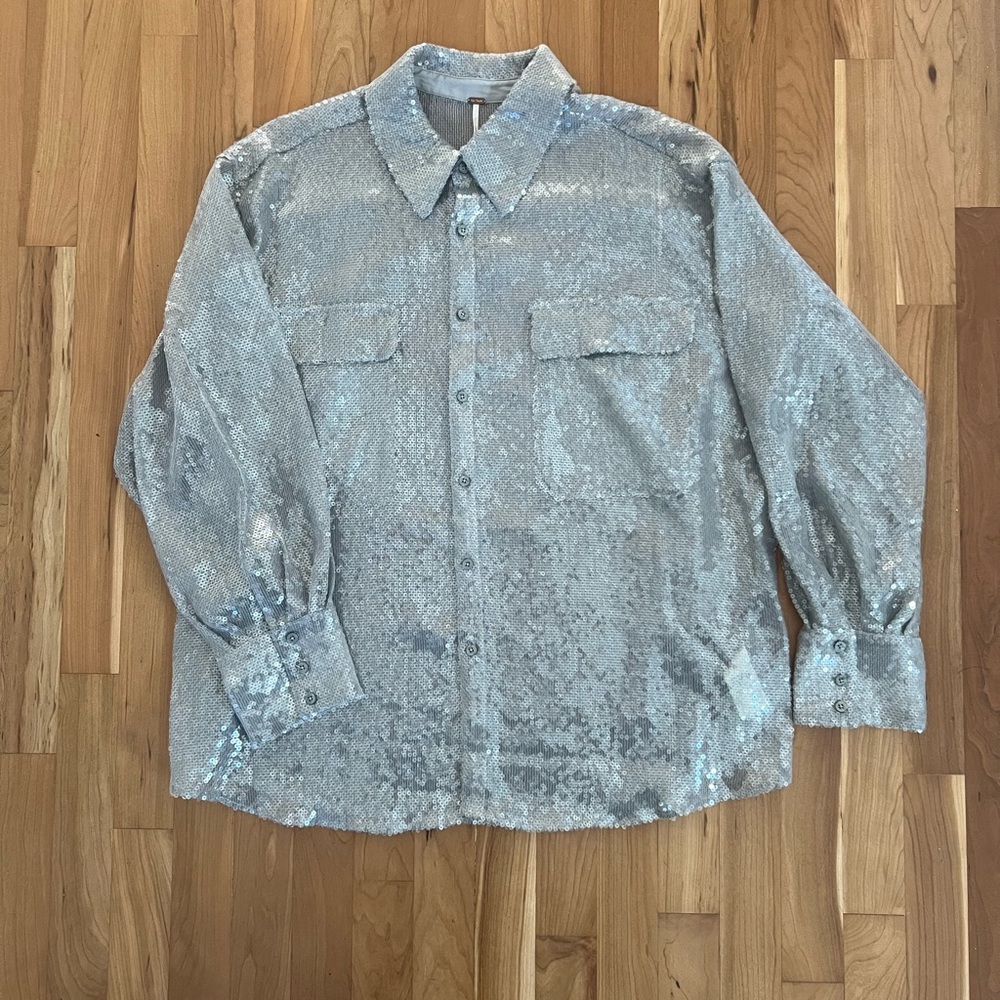 Free People Metallic Sequin Blouse